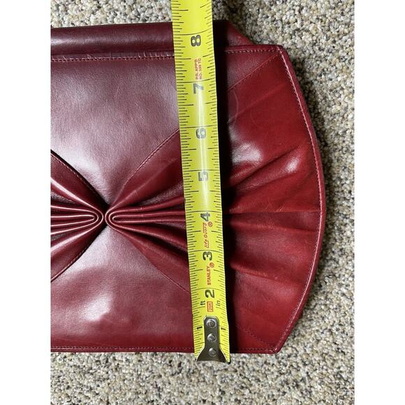 Vintage NORDSTROM Red Leather Clutch Purse Bag Made In Italy Swirl Leather - Picture 4 of 6
